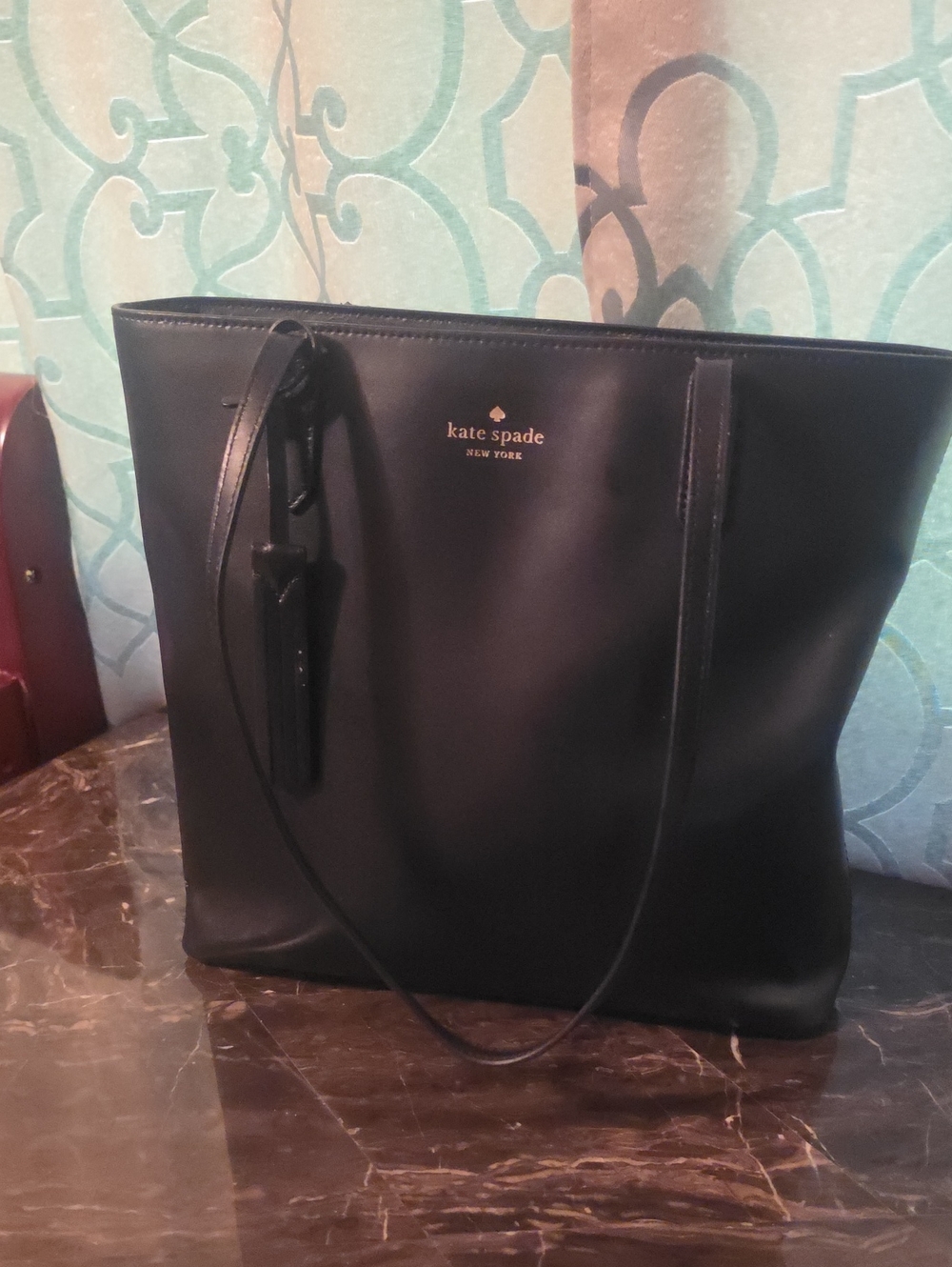 kate spade Black Smooth Leather Tote with Tassel - Picture 2 of 6